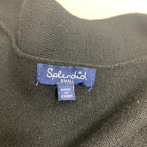 Splendid Retreat Cardigan Womens S Small Black Open Front Cashmere Blend Pockets - Picture 11 of 15